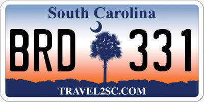 SC license plate BRD331