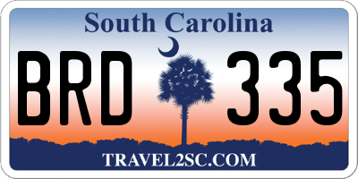 SC license plate BRD335