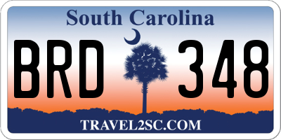 SC license plate BRD348