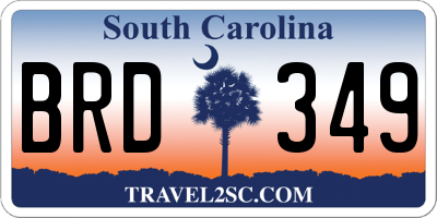 SC license plate BRD349