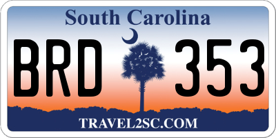 SC license plate BRD353