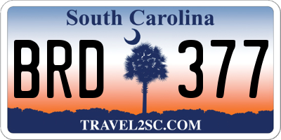 SC license plate BRD377