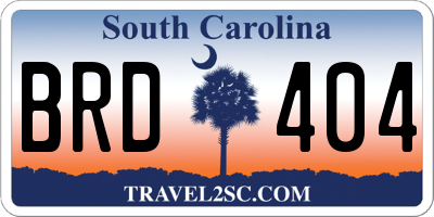 SC license plate BRD404