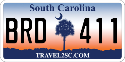 SC license plate BRD411