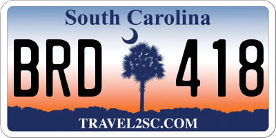 SC license plate BRD418
