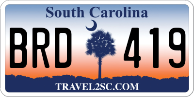 SC license plate BRD419