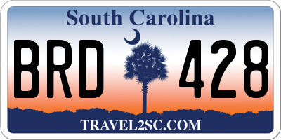 SC license plate BRD428