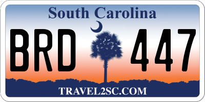 SC license plate BRD447