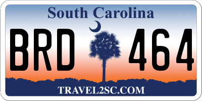 SC license plate BRD464