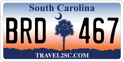 SC license plate BRD467