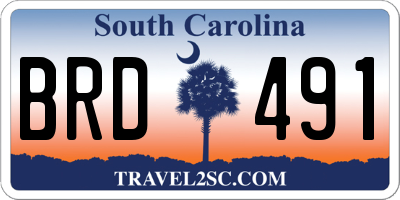 SC license plate BRD491