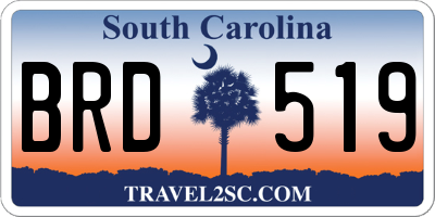 SC license plate BRD519