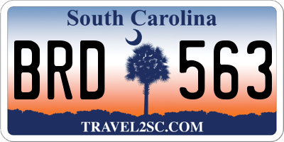 SC license plate BRD563