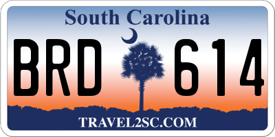 SC license plate BRD614