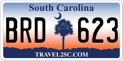SC license plate BRD623