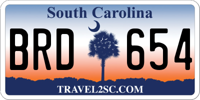 SC license plate BRD654