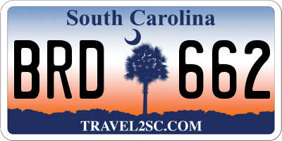 SC license plate BRD662