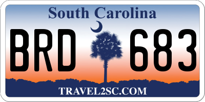 SC license plate BRD683