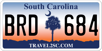 SC license plate BRD684