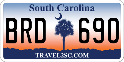 SC license plate BRD690
