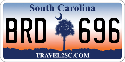 SC license plate BRD696