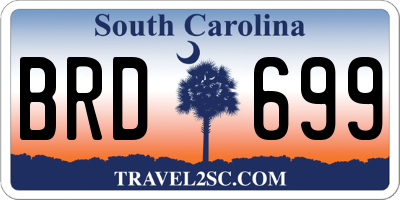 SC license plate BRD699