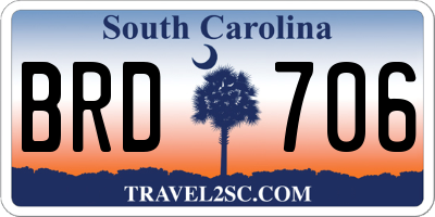 SC license plate BRD706
