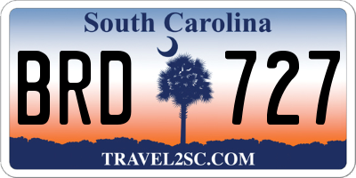 SC license plate BRD727
