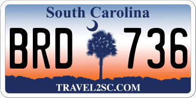 SC license plate BRD736