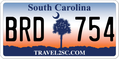 SC license plate BRD754