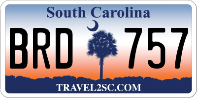 SC license plate BRD757