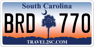 SC license plate BRD770