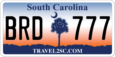 SC license plate BRD777
