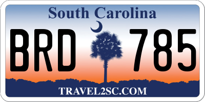 SC license plate BRD785