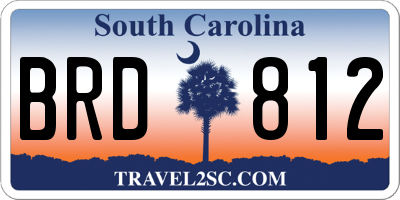 SC license plate BRD812