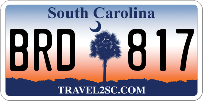SC license plate BRD817