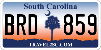 SC license plate BRD859