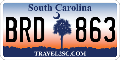 SC license plate BRD863