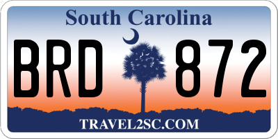 SC license plate BRD872