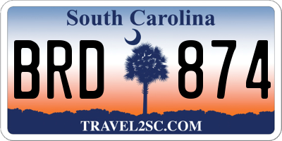 SC license plate BRD874