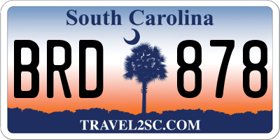 SC license plate BRD878