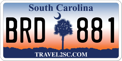 SC license plate BRD881