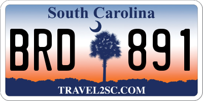 SC license plate BRD891