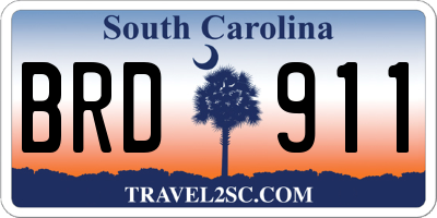 SC license plate BRD911