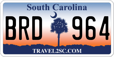 SC license plate BRD964