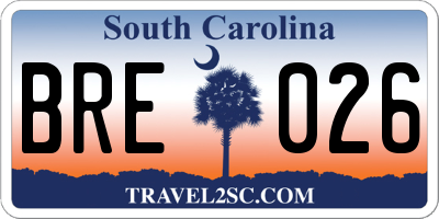 SC license plate BRE026