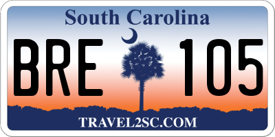 SC license plate BRE105