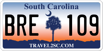 SC license plate BRE109