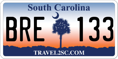 SC license plate BRE133
