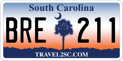 SC license plate BRE211